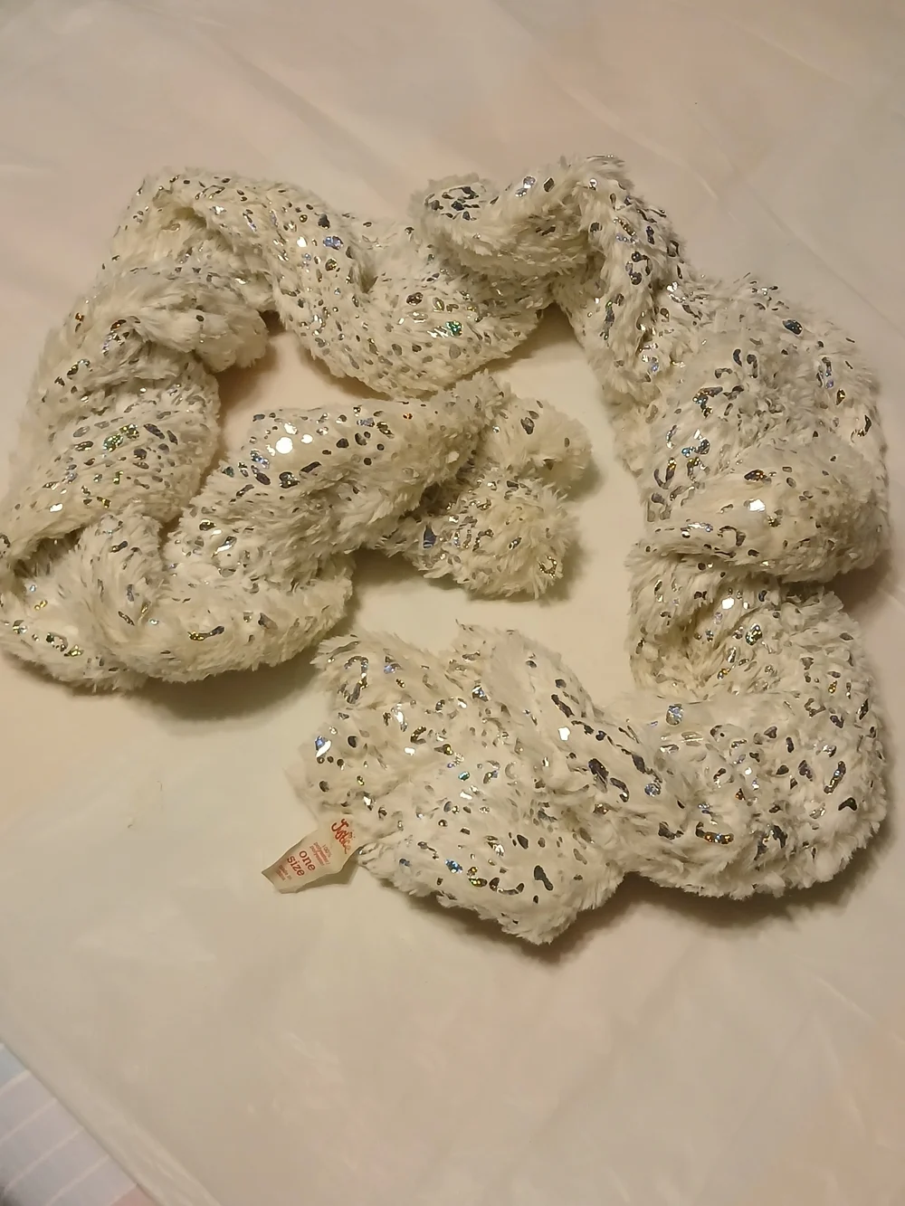 Justice White & Silver Embellished Knit Scarf